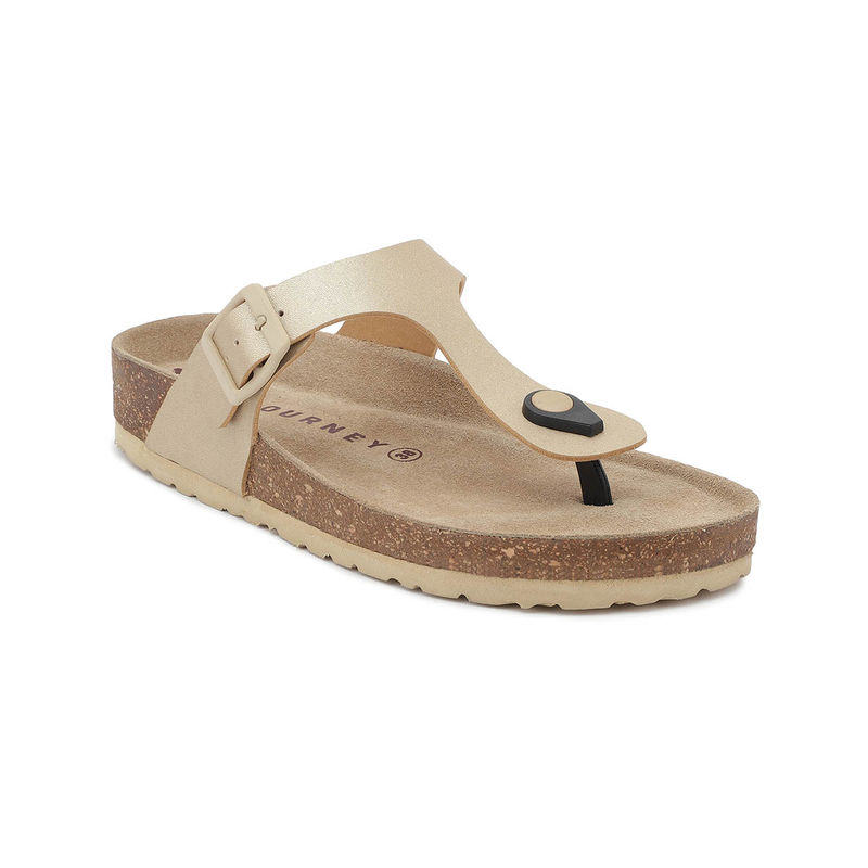 HF Journey Women Gold Round Toe Sandals (EURO 36)