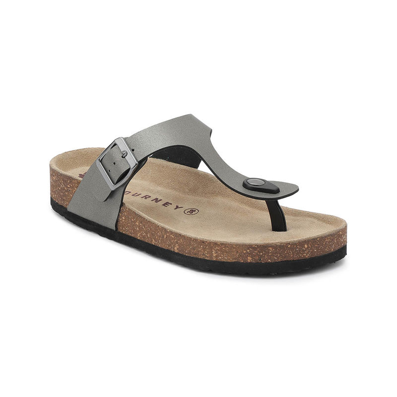 HF Journey Women Grey Round Toe Sandals (EURO 37)
