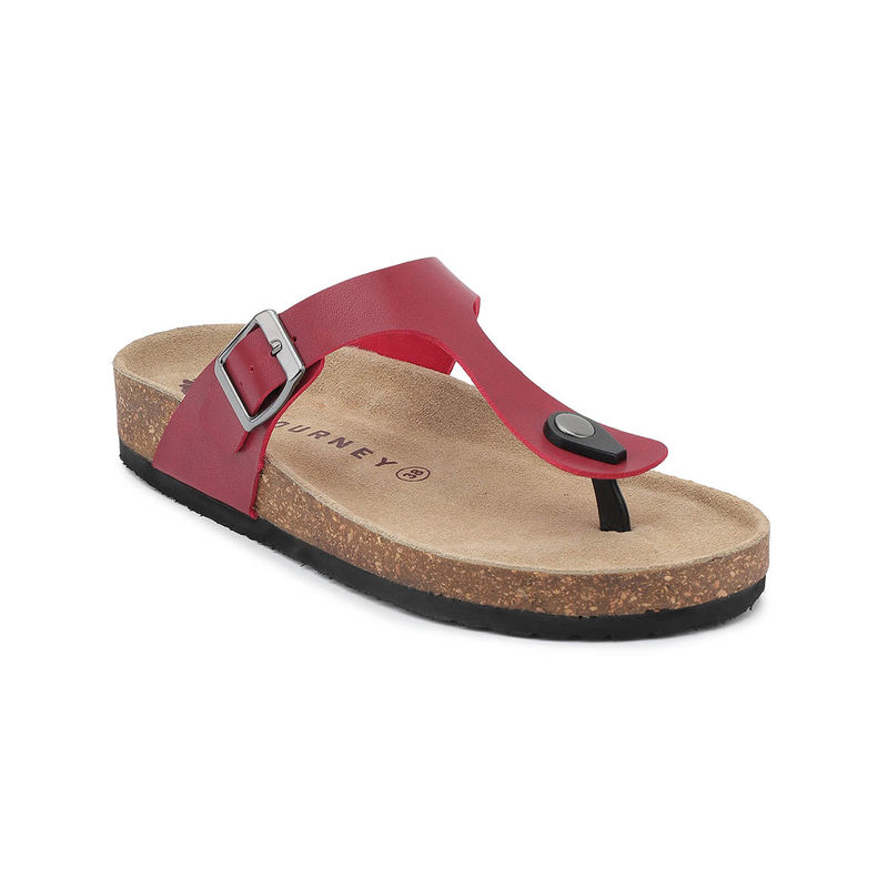 HF Journey Women Red Round Toe Sandals (EURO 36)
