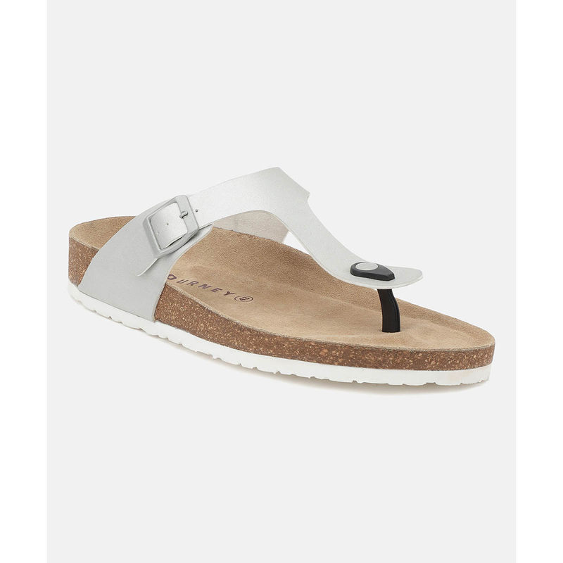 HF Journey Men Silver Round Toe Sandals (EURO 42)