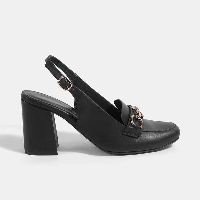 Lemon & Pepper Black Party Casual Mule Heels (EURO 39)