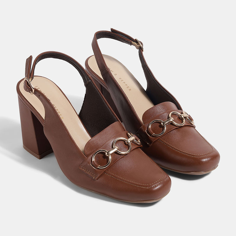 Lemon & Pepper Brown Party Casual Mule Heels (EURO 35)
