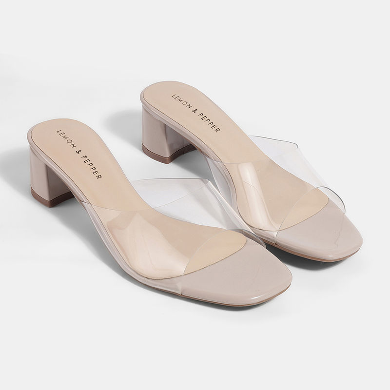 Lemon Pepper Transparent Beige Party Heels EURO 38