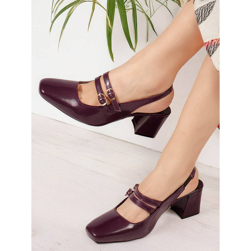 Carlton London Women Wine Elegant Slingback Block Heel Sandals (EURO 40)