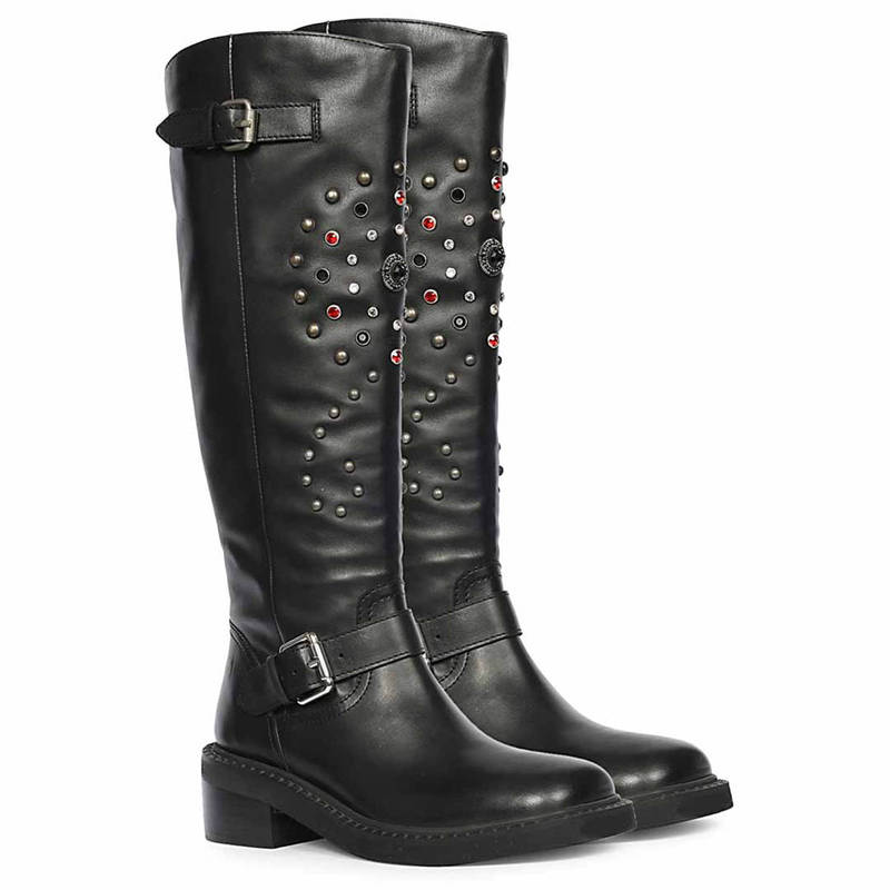 Saint G Women Black Leather Long Boots (EURO 36)