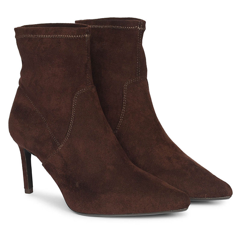 Saint G Women Brown Stretch Suede Ankle Boots (EURO 38)
