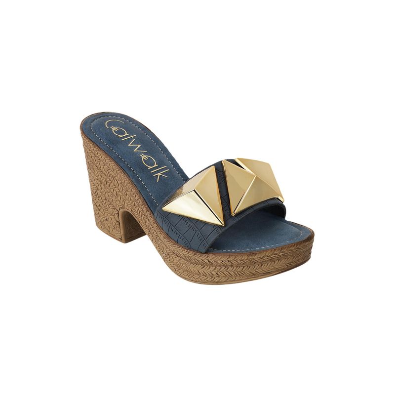 Catwalk Women Blue Block Heels (UK 4)