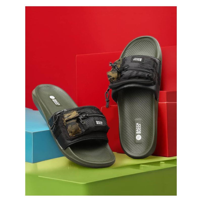 Bacca Bucci Utility Slide for Men Green Sliders (UK 6)