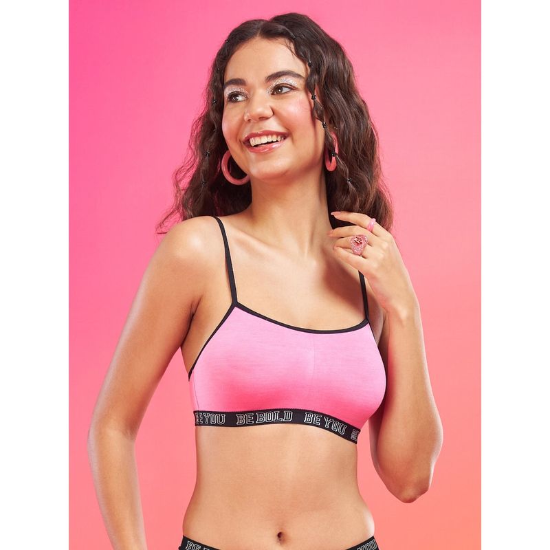 Enamor Xo Candy Pink Non-Wired Non Padded Regular Bra (XL)