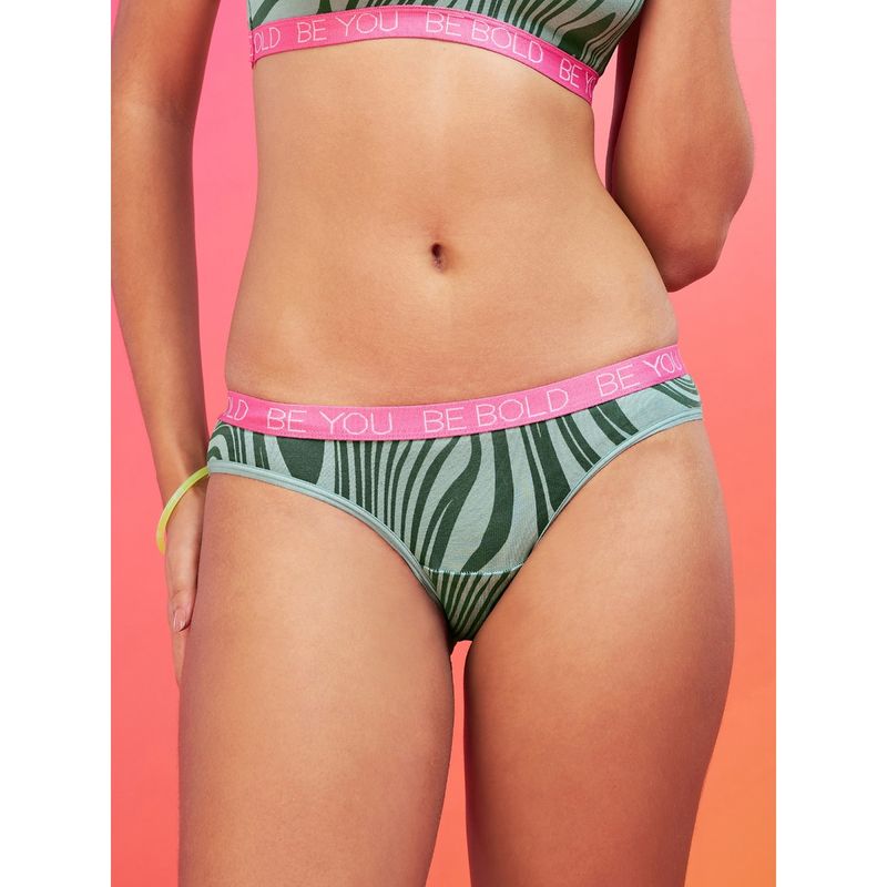 Enamor Xo Mid Rise Green Marble Bikini Panty (XS)