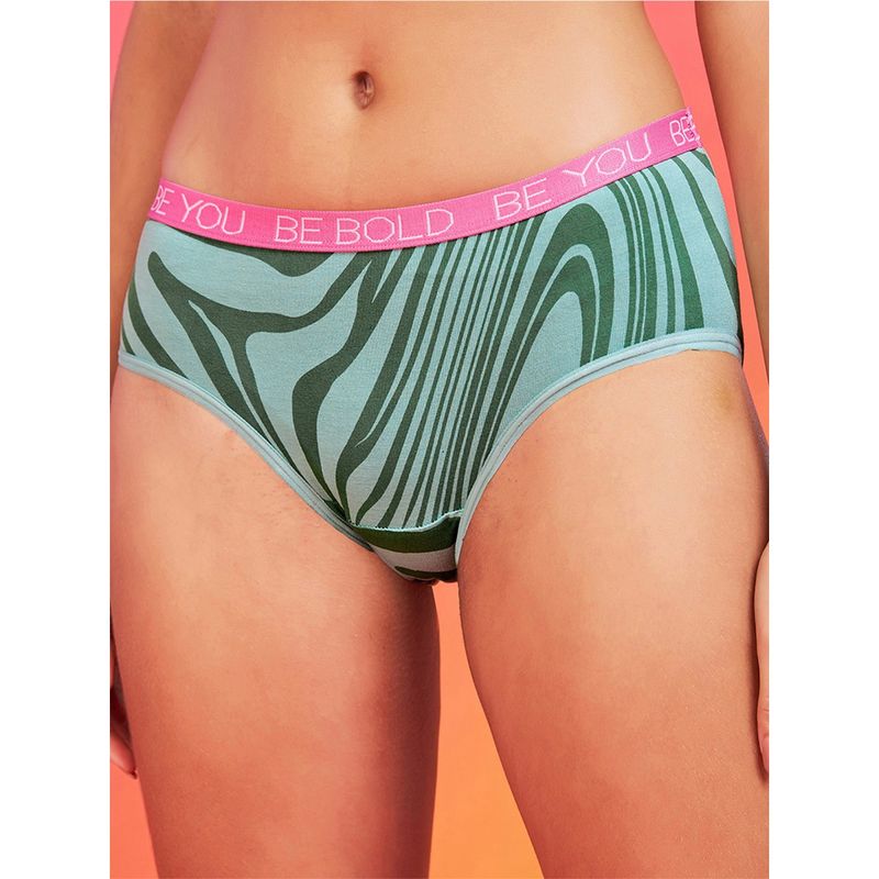 Enamor Xo Mid-Rise Green Marble Hipster Panty (XS)