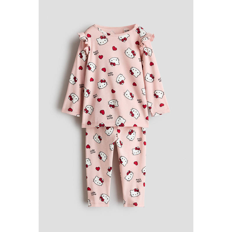 H&M Girls Pink Printed Pyjamas and Top (12-18 Months)