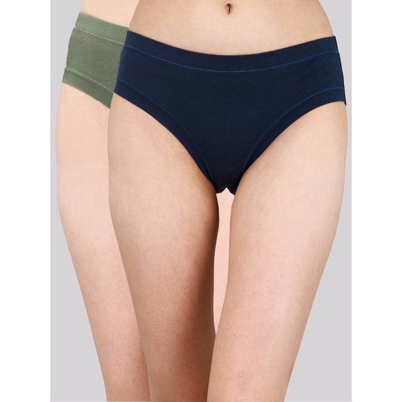 SOIE Womens Mid Rise Stretch Cotton Seamless Full Coverage Panty Multi-Color (Pack of 2) (2XL)