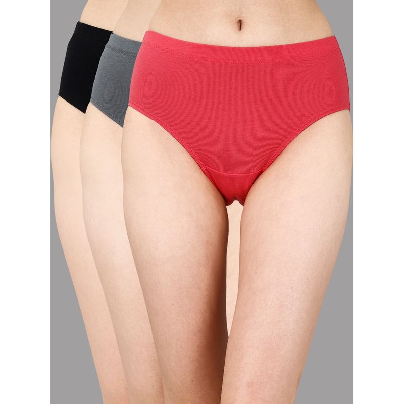 SOIE Womens High Rise Full Coverage Cotton Stretch Hipster Panty Multi-Color (Pack of 3) (3XL)