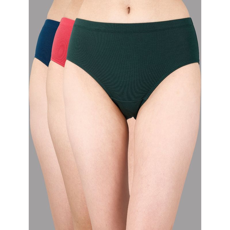 SOIE Womens High Rise Full Coverage Cotton Stretch Hipster Panty Multi-Color (Pack of 3) (3XL)