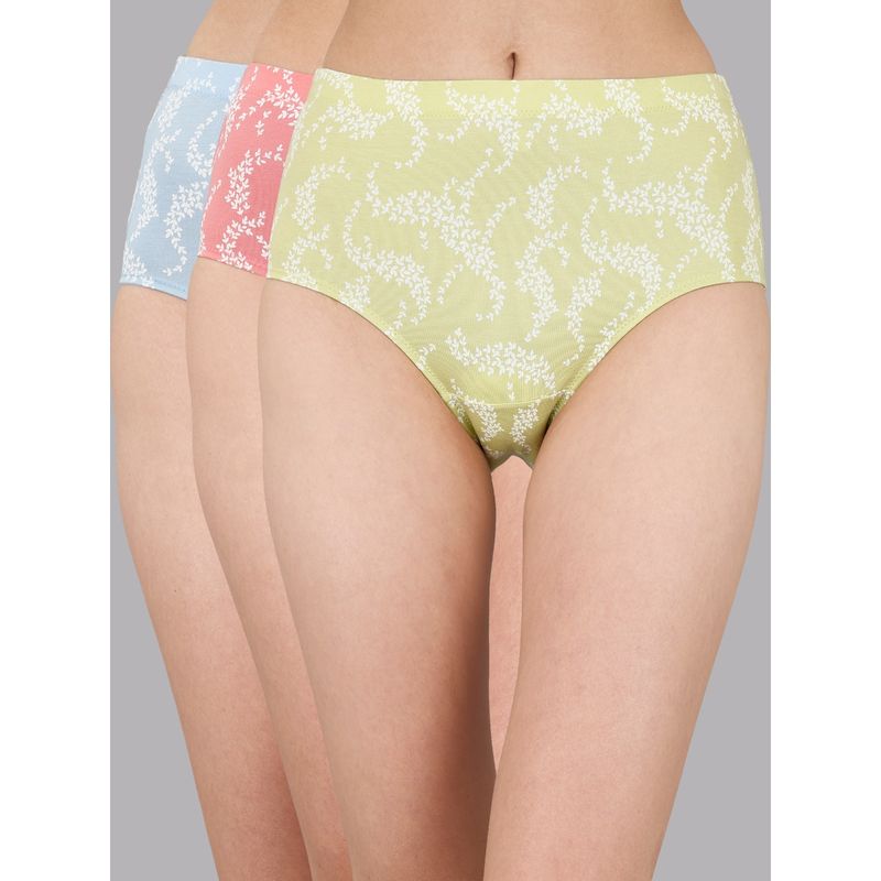 SOIE Womens High Waist Full Coverage Stretch Cotton Hipster Panty Multi-Color (Pack of 3) (S)