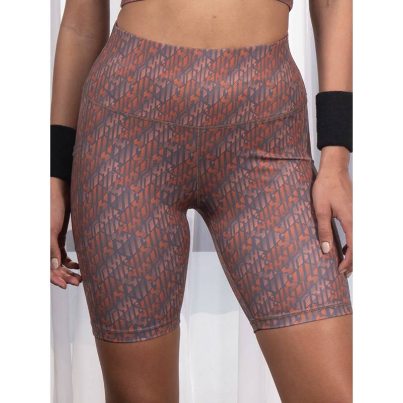 SOIE Womens High Waist Knee Length Quick Dry Printed Sports Shorts Multi-Color (XL)