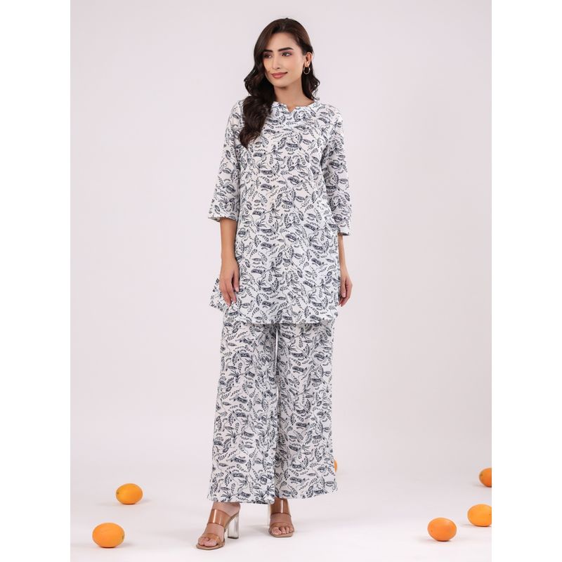 SAY Women Pure Cotton Night Suit Off White (Set of 2) (S)