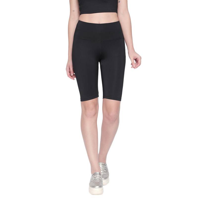 Tuna London Polyester Blend Black Color Shorts For Women (S)