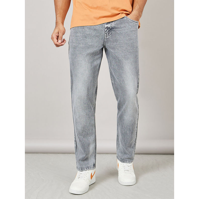 Styli Men's Grey Light Wash Slim Fit Denim Jeans Cotton (XL)