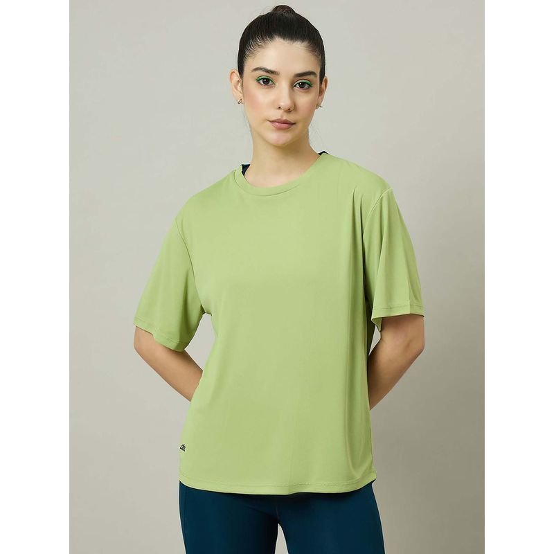 Dida Women Green Poly Round Neck T-Shirt (XS)