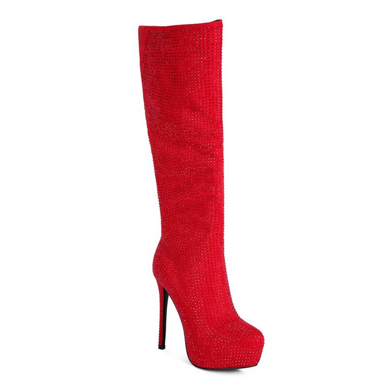 London Rag Embellished Red Casual Boots (EURO 39)