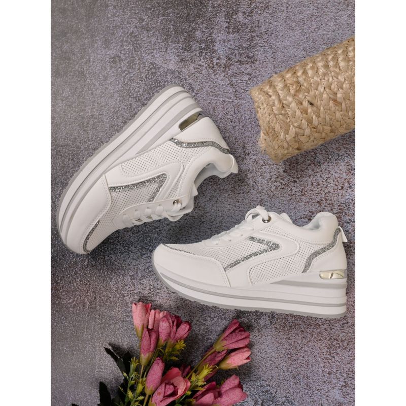 White wedge heel sneakers 2025