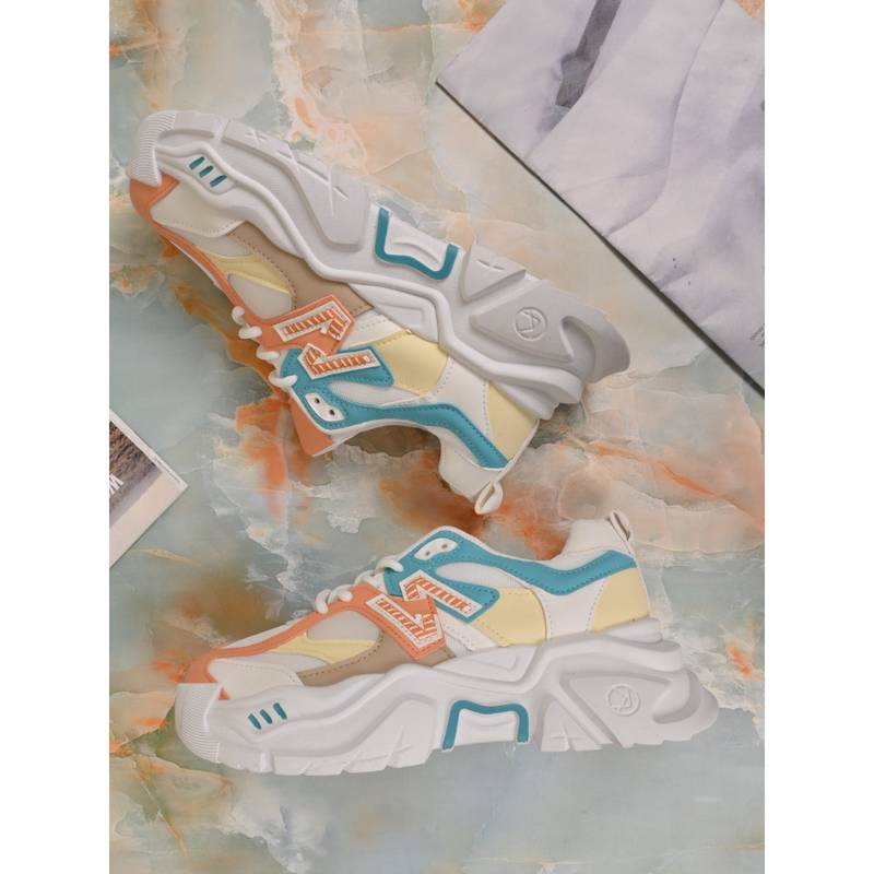 Jove Women Orange Colour Blocked Sneakers (EU 36)