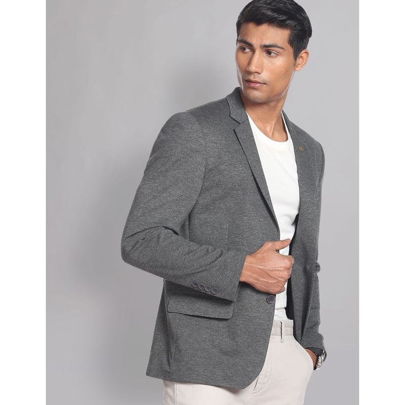 AD By Arvind Heathered Slim Fit Blazer Charcoal (38)