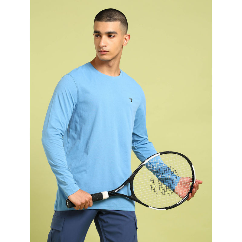 Technosport Men Solid Slim Fit Round Neck Sports T-Shirt with Cot Flex (L)