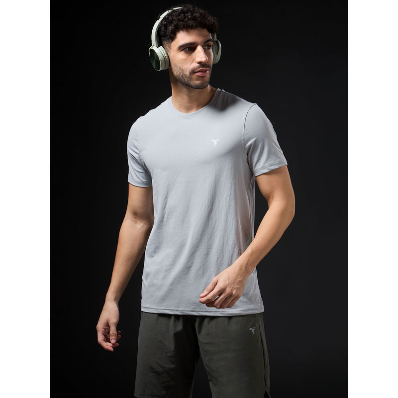 Technosport Men Solid Slim Fit Round Neck Sports T-Shirt with Cot Flex (M)