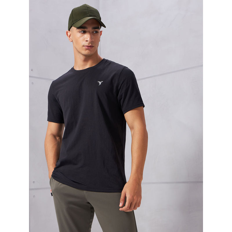 Technosport Men Solid Slim Fit Round Neck Sports T-Shirt with Cot Flex (M)