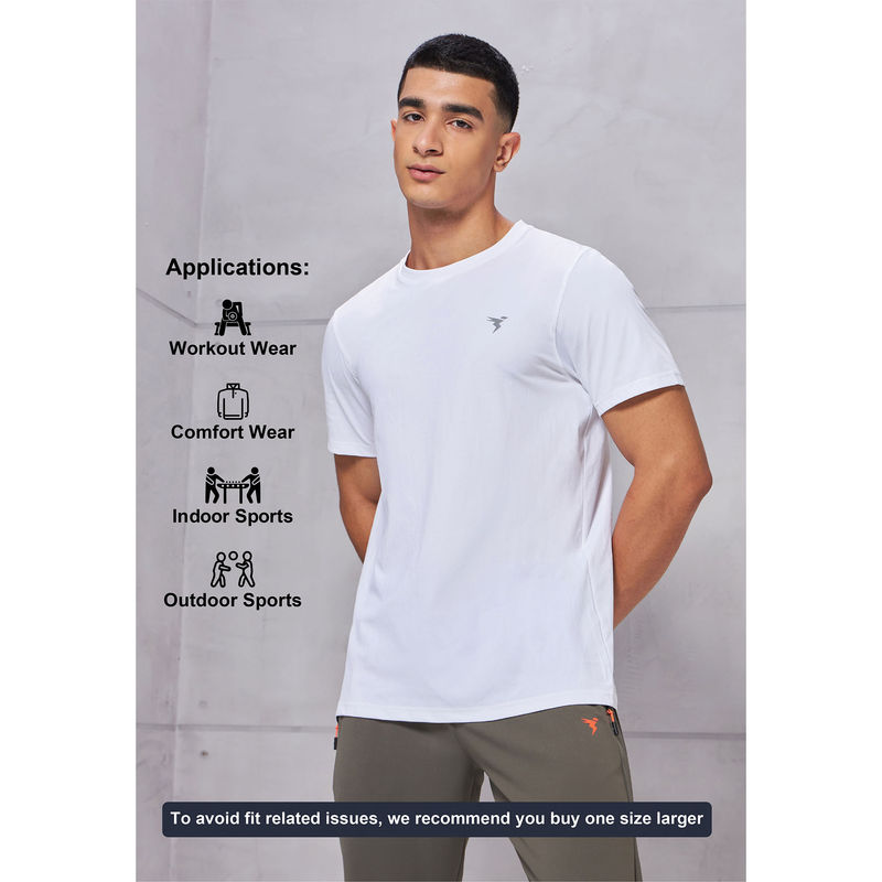 Technosport Men Solid Slim Fit Round Neck Sports T-Shirt with Cot Flex (XL)