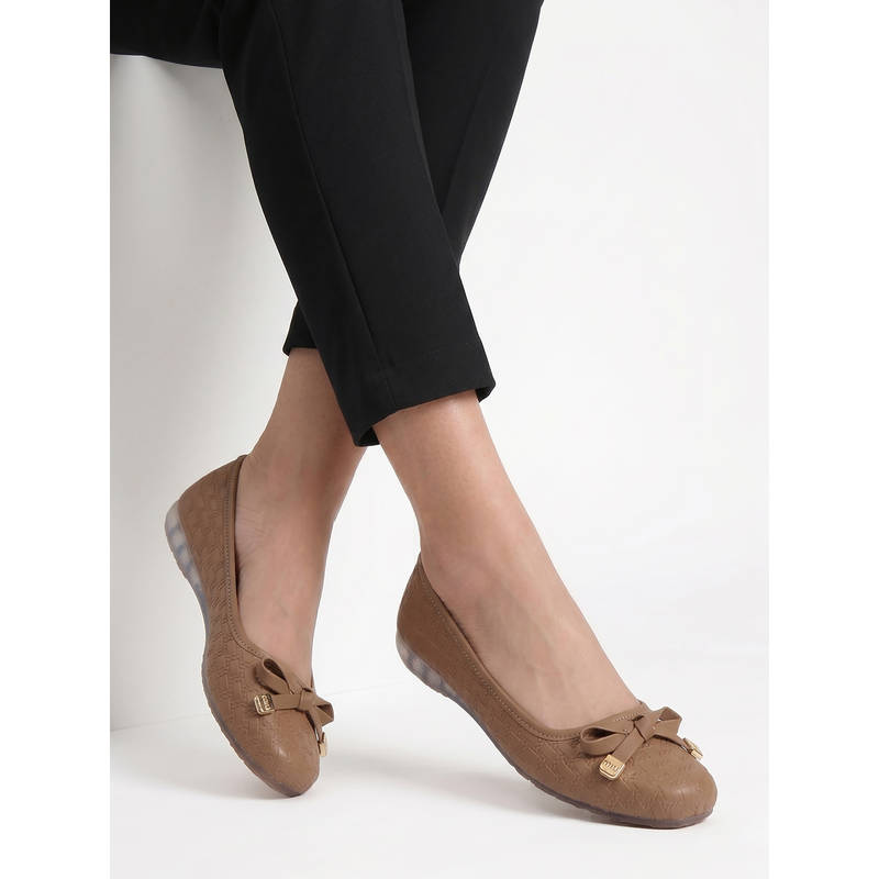 Dollphin Women Taupe Elegant Ballerina with Bow Detail Dfg-1012 (EURO 36)