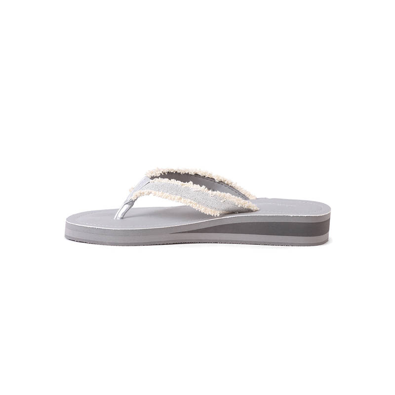 SOLETHREADS Grey Flipflops for Women (EURO 38)