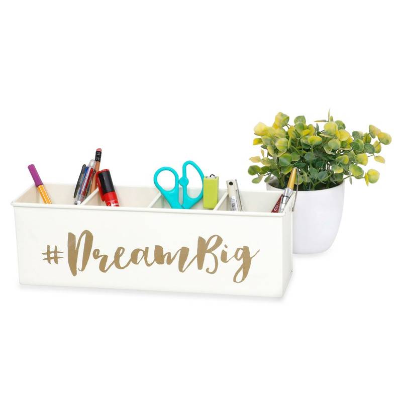 Buy Living With Elan Dream Big 4 Compartment Desk Organizer-Off white Online