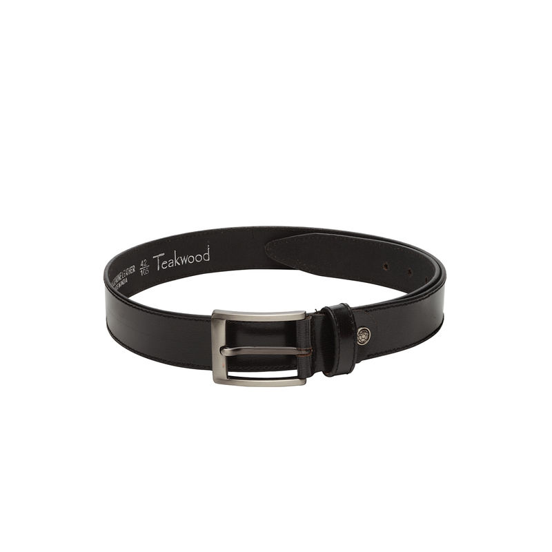 Teakwood Men Black Solid Genuine Leather Belt - 36