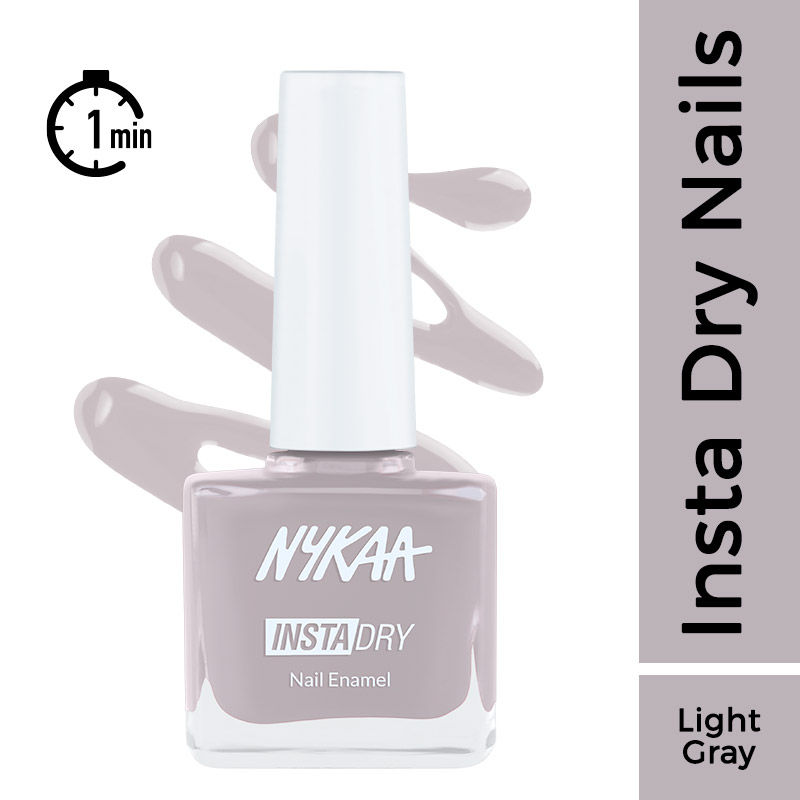 Nykaa Insta Dry Fast Drying Nail Enamel Polish Grey GIF 352 - Light Gray