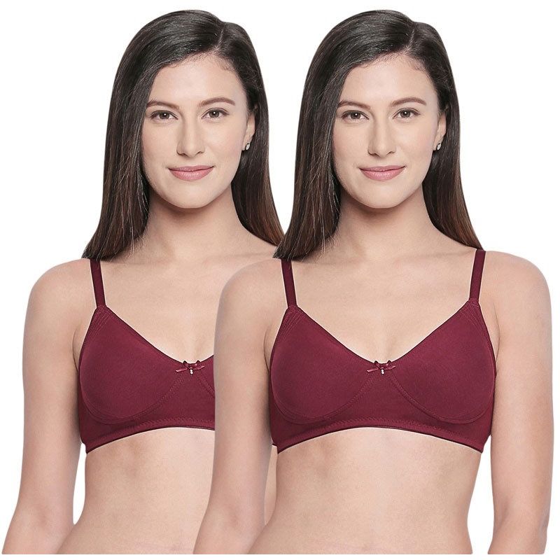 Bodycare B, C & D Cup Perfect Coverage Bra In 100% Cotton-Pack Of 2 - Maroon (40D)