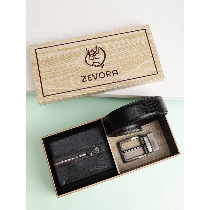 ZEVORA Men Accessory Reversiable Belt & Wallet - Black (28)