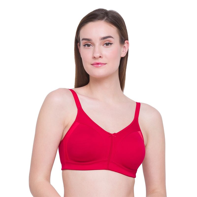 Candyskin Non Padded Non-Wired Solid Poly Cotton Bra - Red (34C)