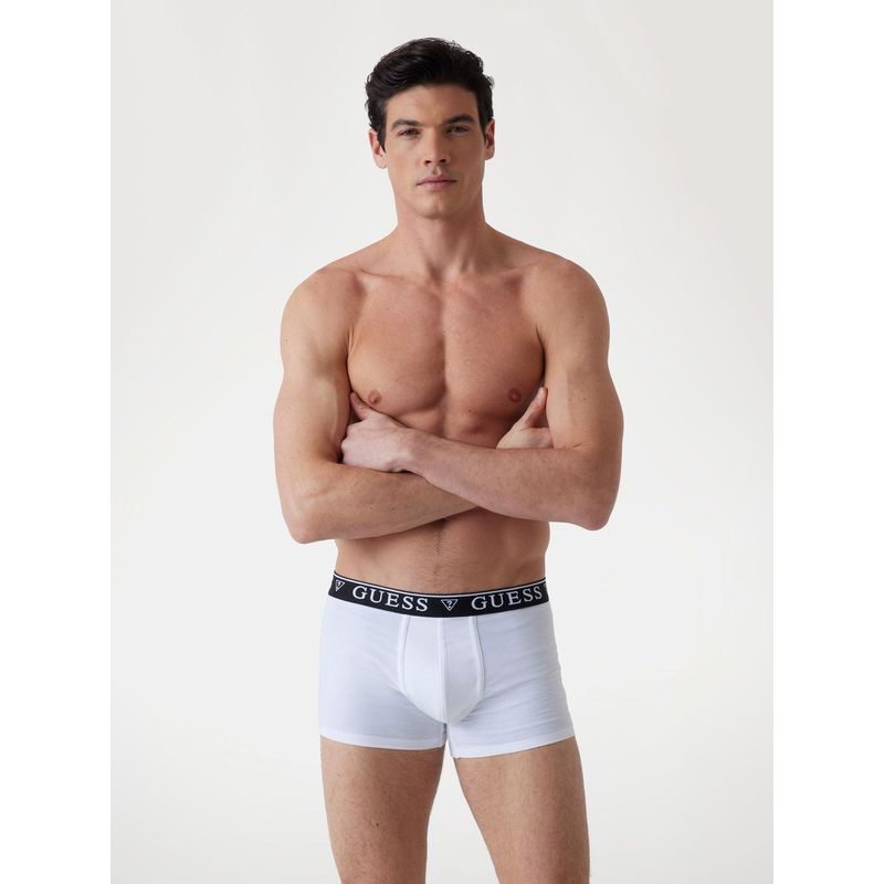 Guess White Cotton Solid Men Trunks (M)