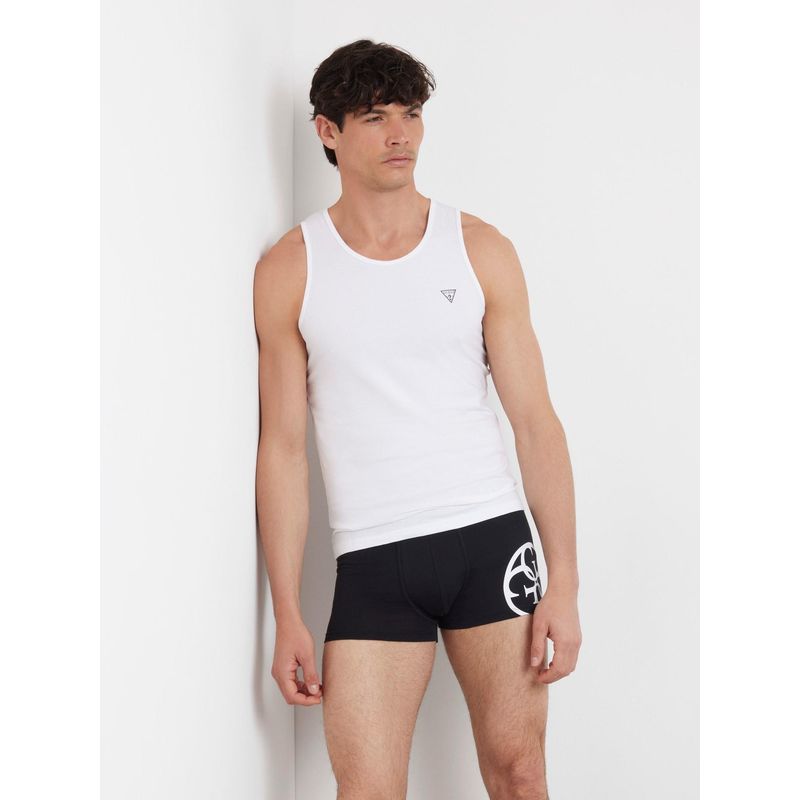 Guess White Cotton Solid Men Vests (L)