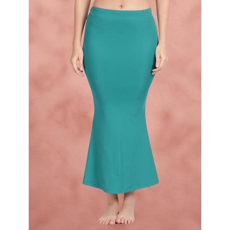 Shyaway By United Classic Fanfare Green Flared Side Slit Saree Shapewear (L)