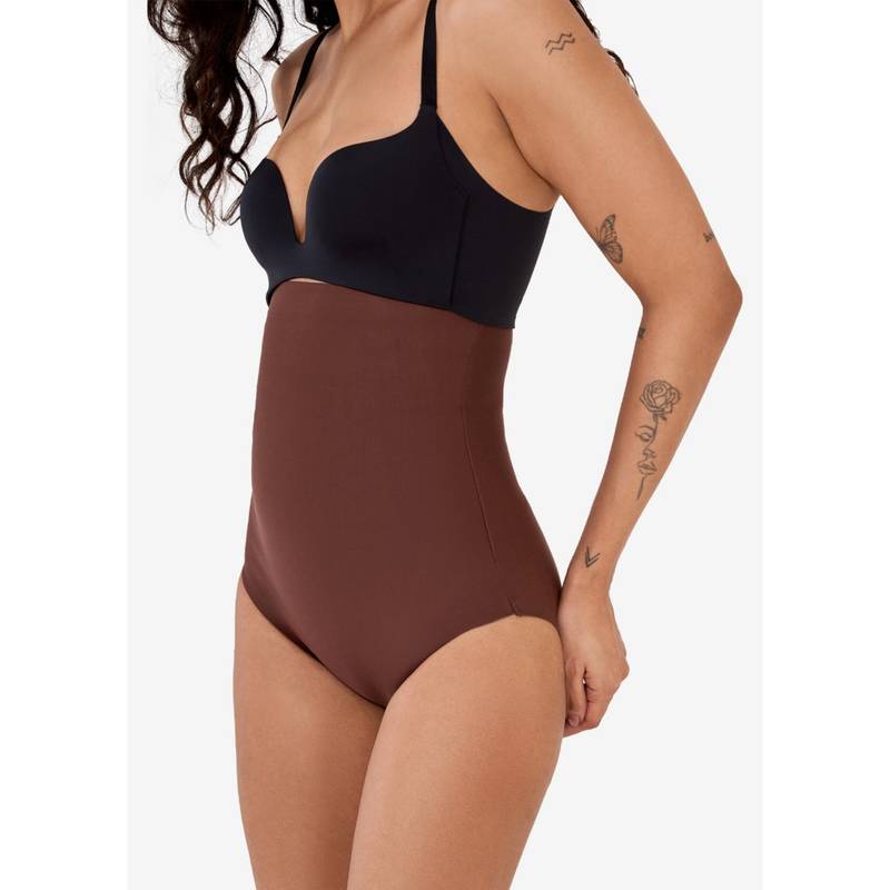 INVOGUE High Compression Tummy Tucker Brief Cut - High Rise (Brown) (M)