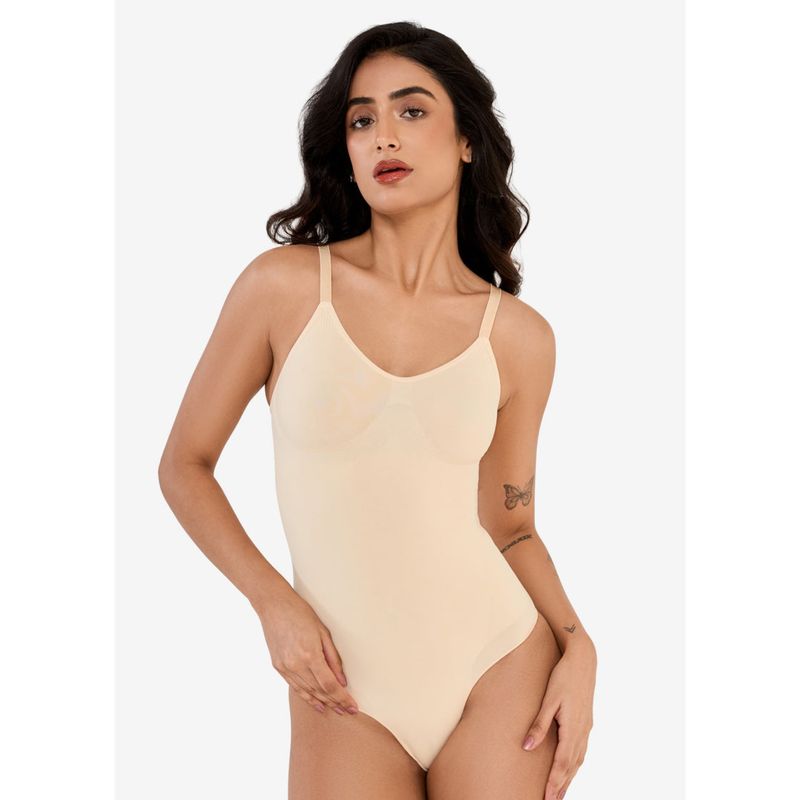 INVOGUE Essentials Plus Bodysuit Bodyshaper Brief Cut - Beige (L/XL)