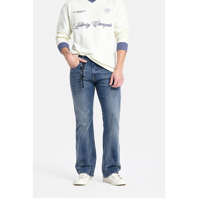 Snitch Blue Washed Regular Casual Jeans for Men (28)