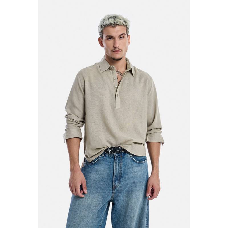 Snitch Beige Full Sleeves Regular Casual Kurta Shirt for Men (XL)