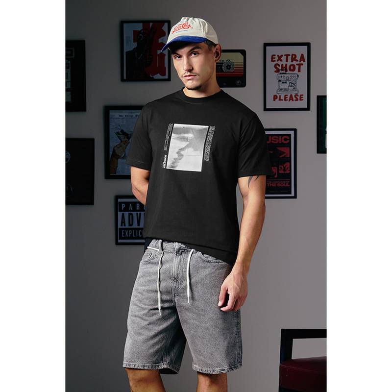 Snitch Receipts Black Graphic Half Sleeves Slim Casual T-Shirt for Men (L)