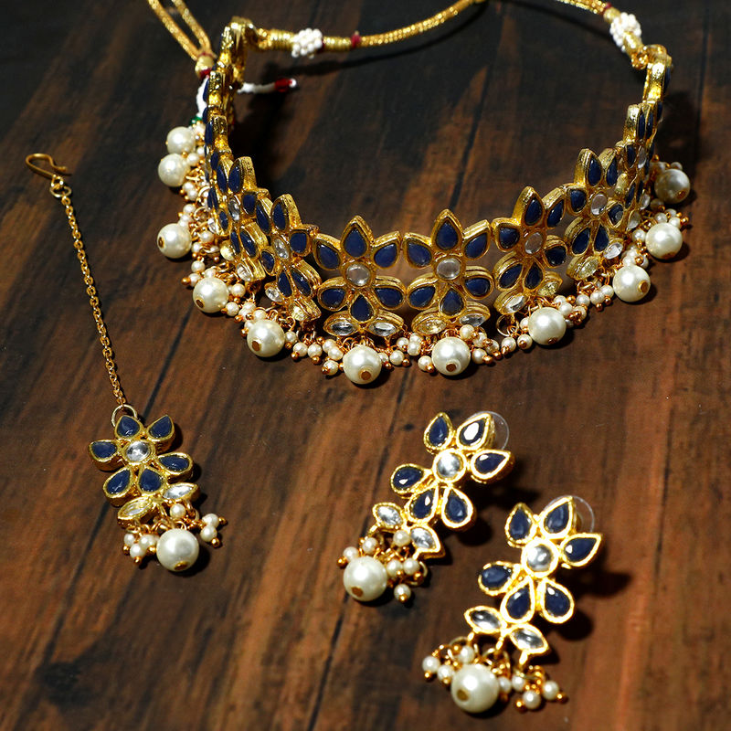 Navy blue kundan set Clearance
